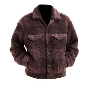 Levi's Men’s Cozy Vintage Relaxed Sherpa Trucker Jacket Burgundy NWT